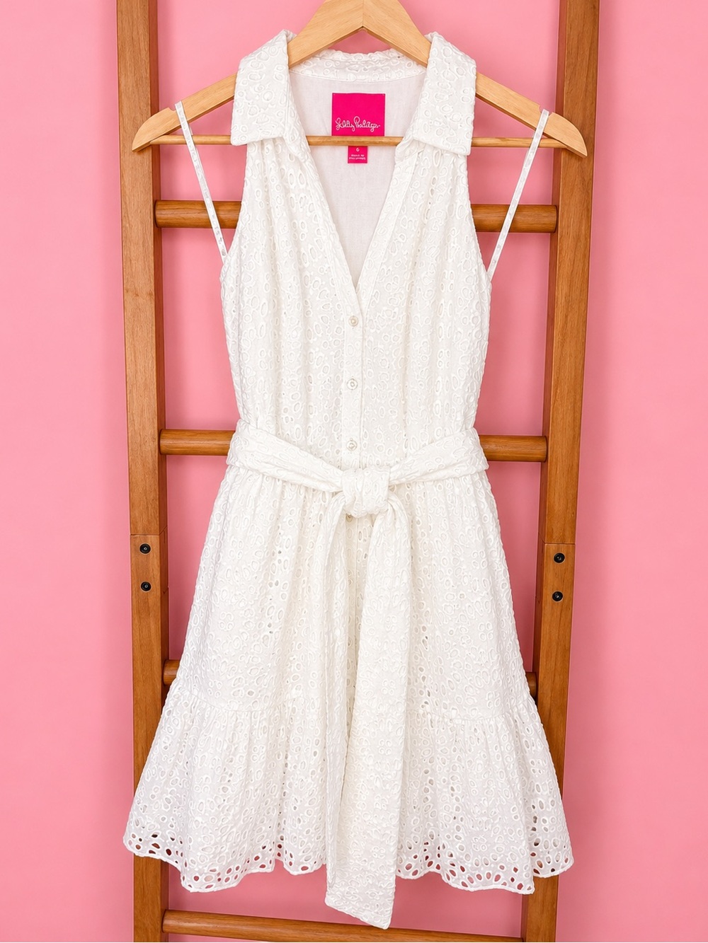 Lilly Pulitzer Trisha Eyelet Shirtdress Resort White Beach Paradise 6